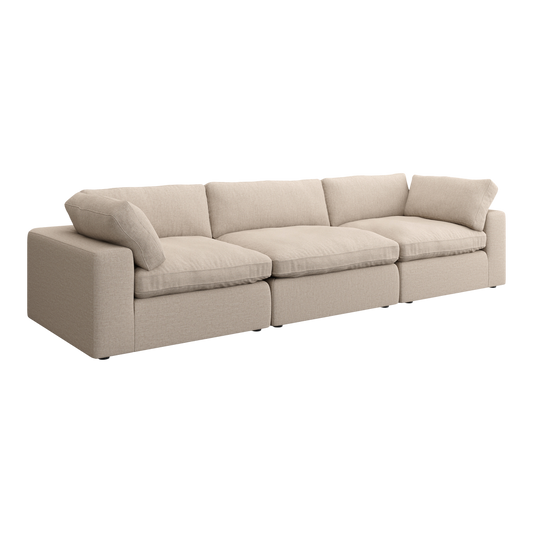 Modular Sofa Set in Beige with Curved Edges