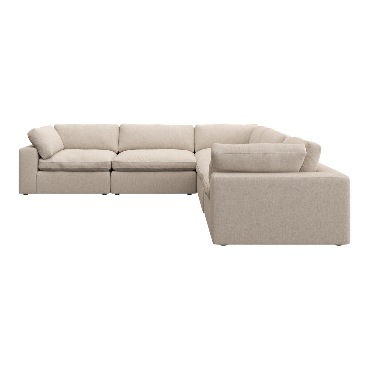 Sectional Modular Sofa in Beige with Curved Edges