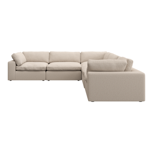 Sectional Modular Sofa in Beige with Curved Edges