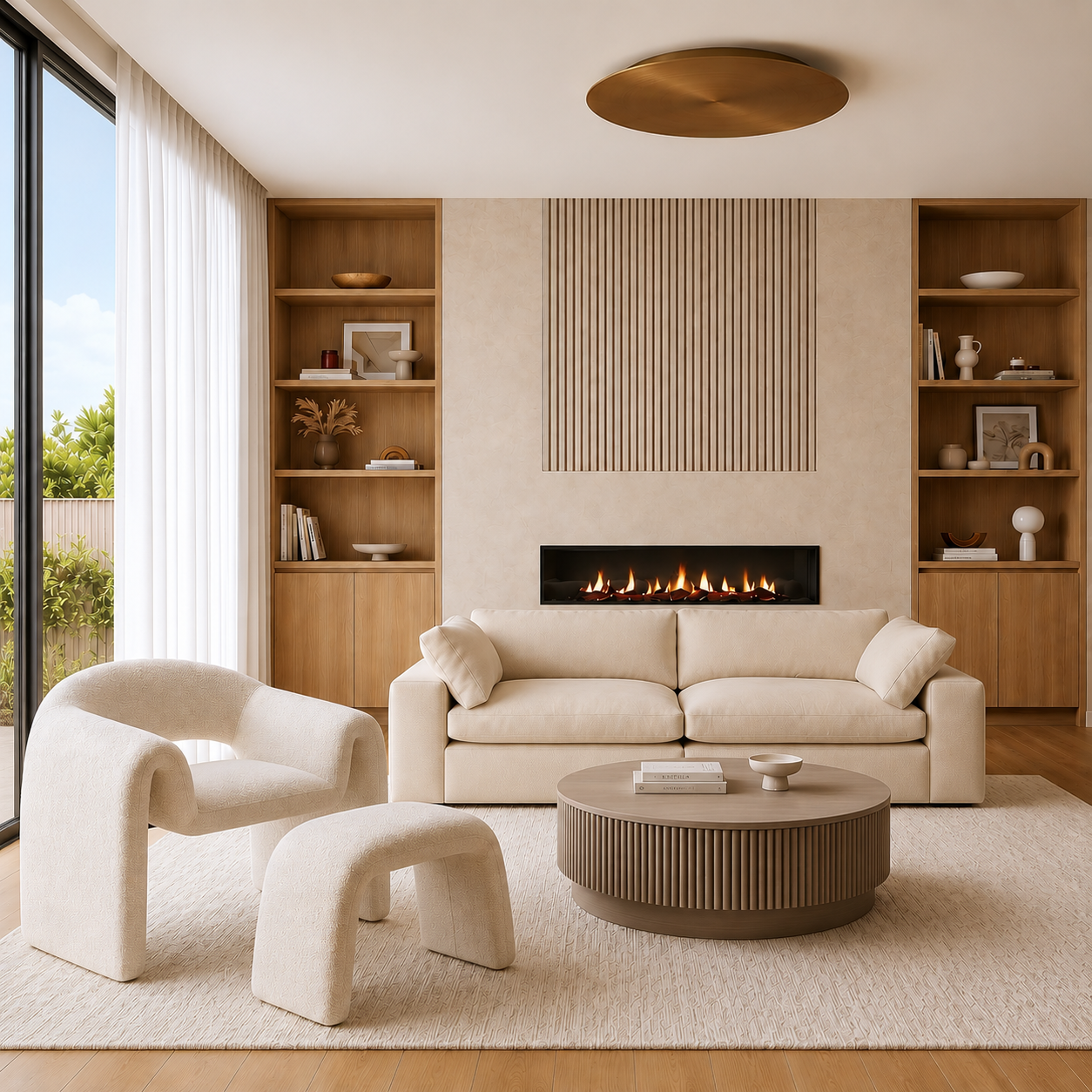 Bloom 3 Seater Sofa in Soft Beige Fabric