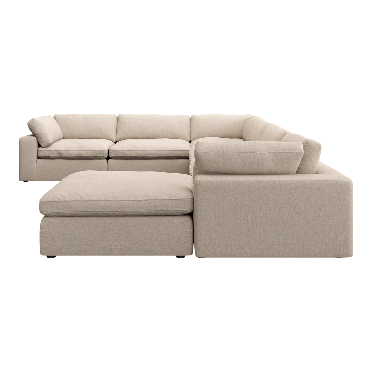 Extended Sectional Modular Sofa in Beige Fabric