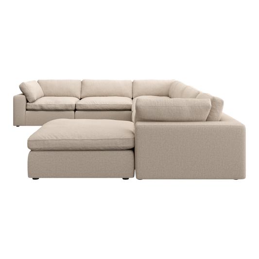 Extended Sectional Modular Sofa in Beige Fabric