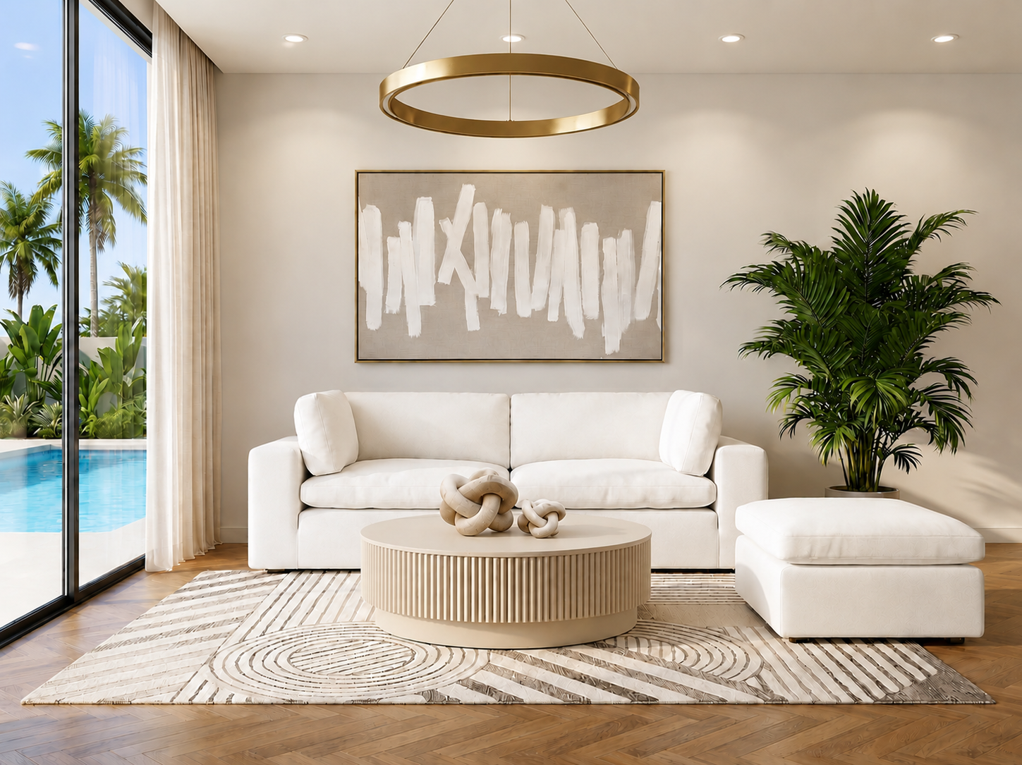 Bloom 3 Seater Sofa in Soft White Fabric