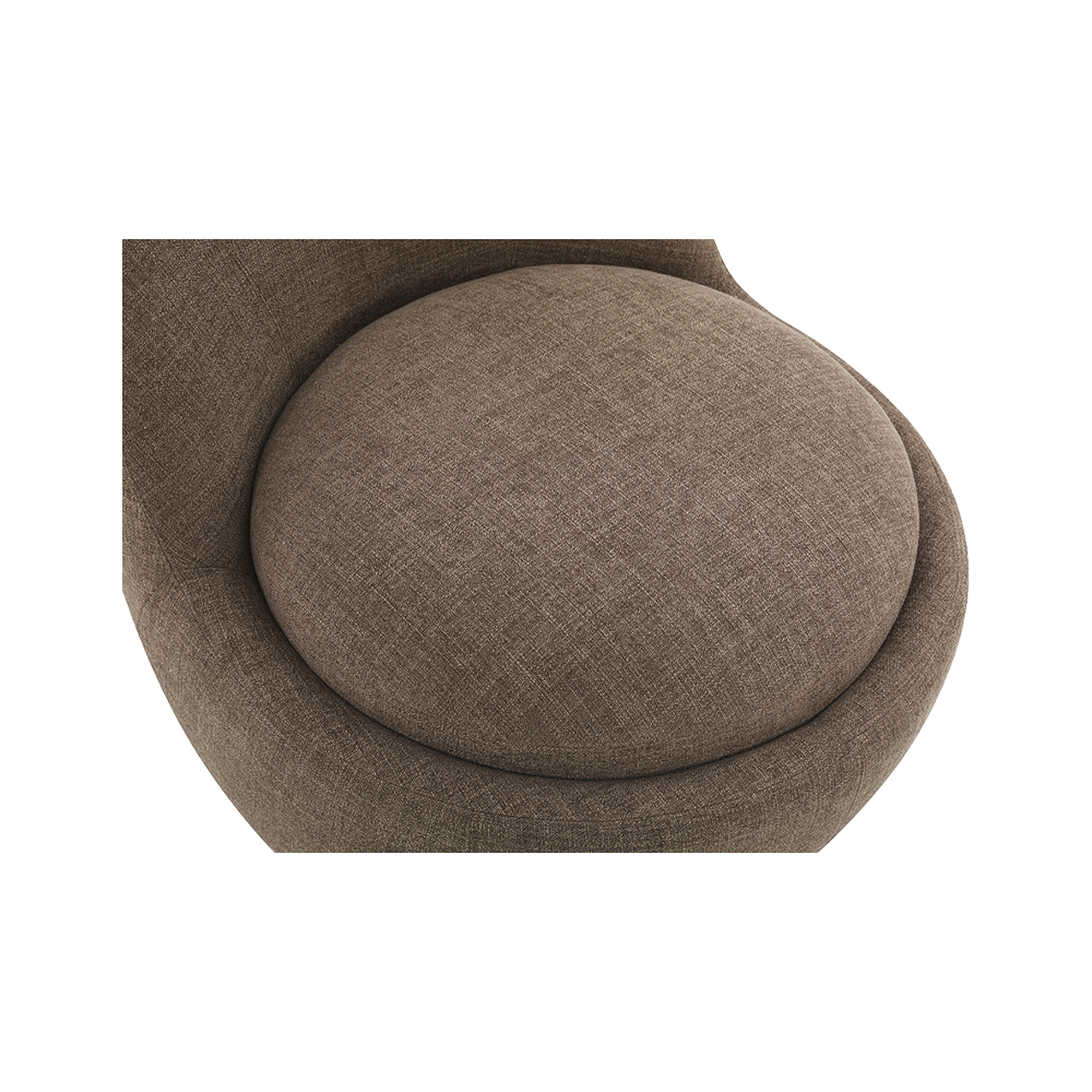 Swivel Lounge Chair in Brown with Curved Back Design
