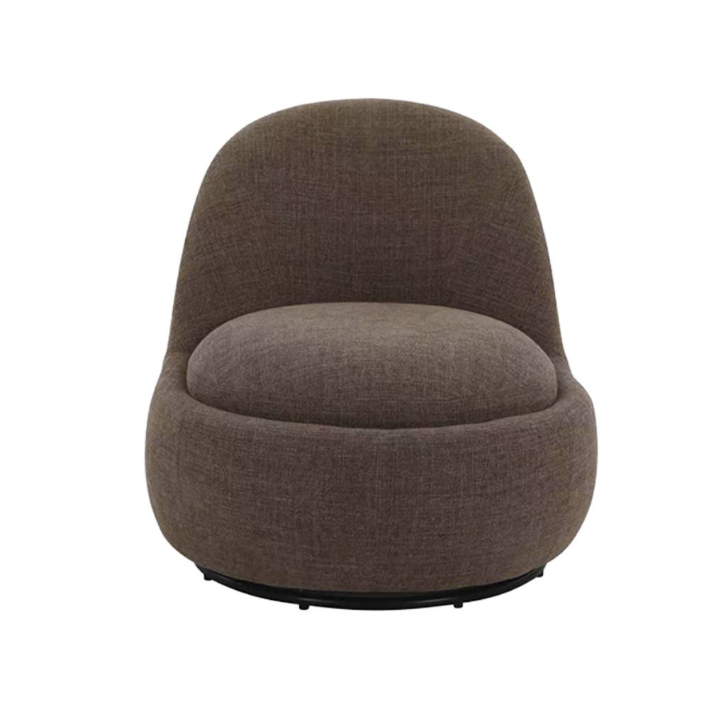 Swivel Lounge Chair in Brown with Curved Back Design