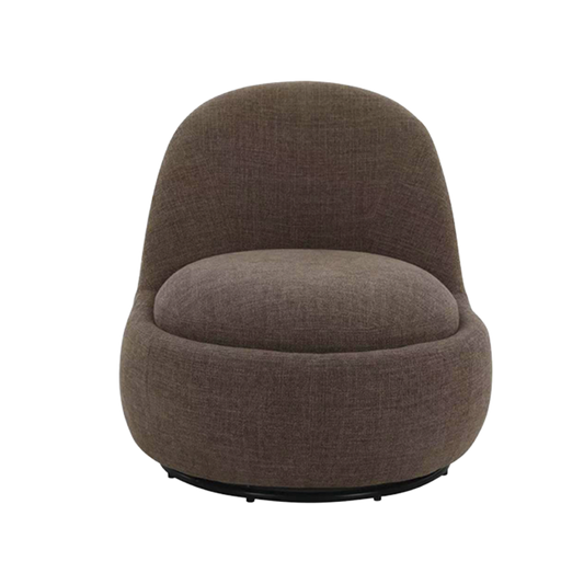 Swivel Lounge Chair in Brown with Curved Back Design
