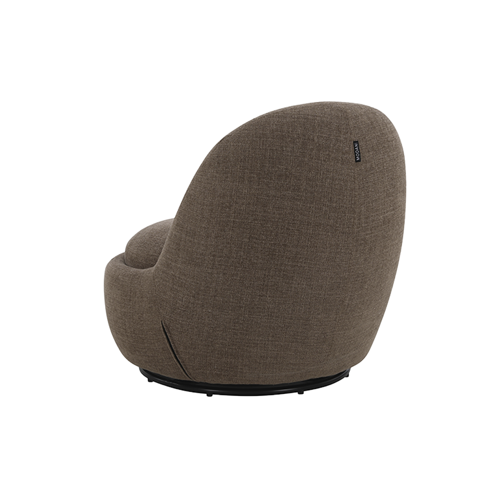 Swivel Lounge Chair in Brown with Curved Back Design