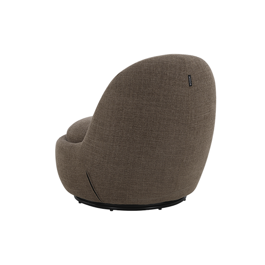 Swivel Lounge Chair in Brown with Curved Back Design