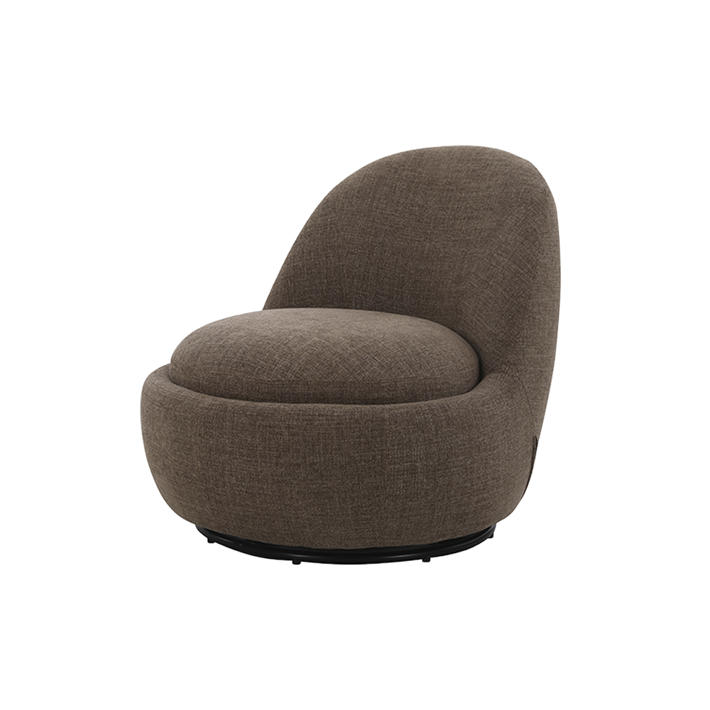 Swivel Lounge Chair in Brown with Curved Back Design