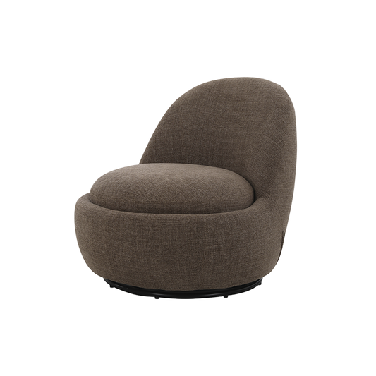 Swivel Lounge Chair in Brown with Curved Back Design