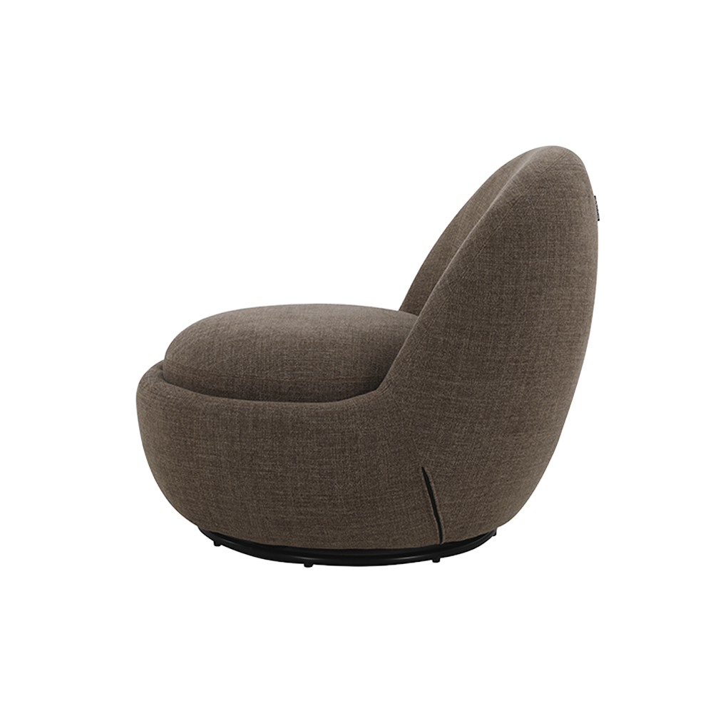 Swivel Lounge Chair in Brown with Curved Back Design