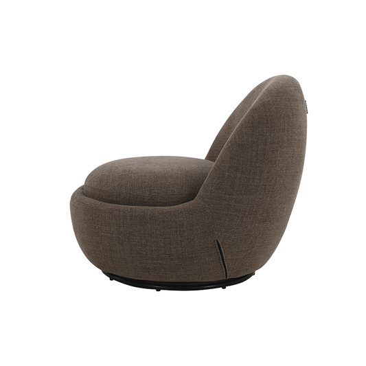 Swivel Lounge Chair in Brown with Curved Back Design