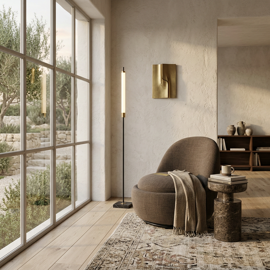 Swivel Lounge Chair in Brown with Curved Back Design