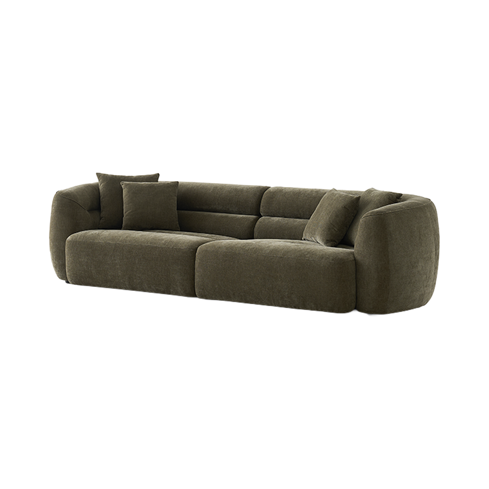 4 Seater Sofa in Olive Green with Clean Lines