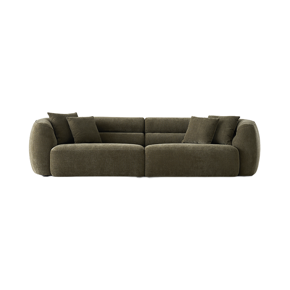 4 Seater Sofa in Olive Green with Clean Lines