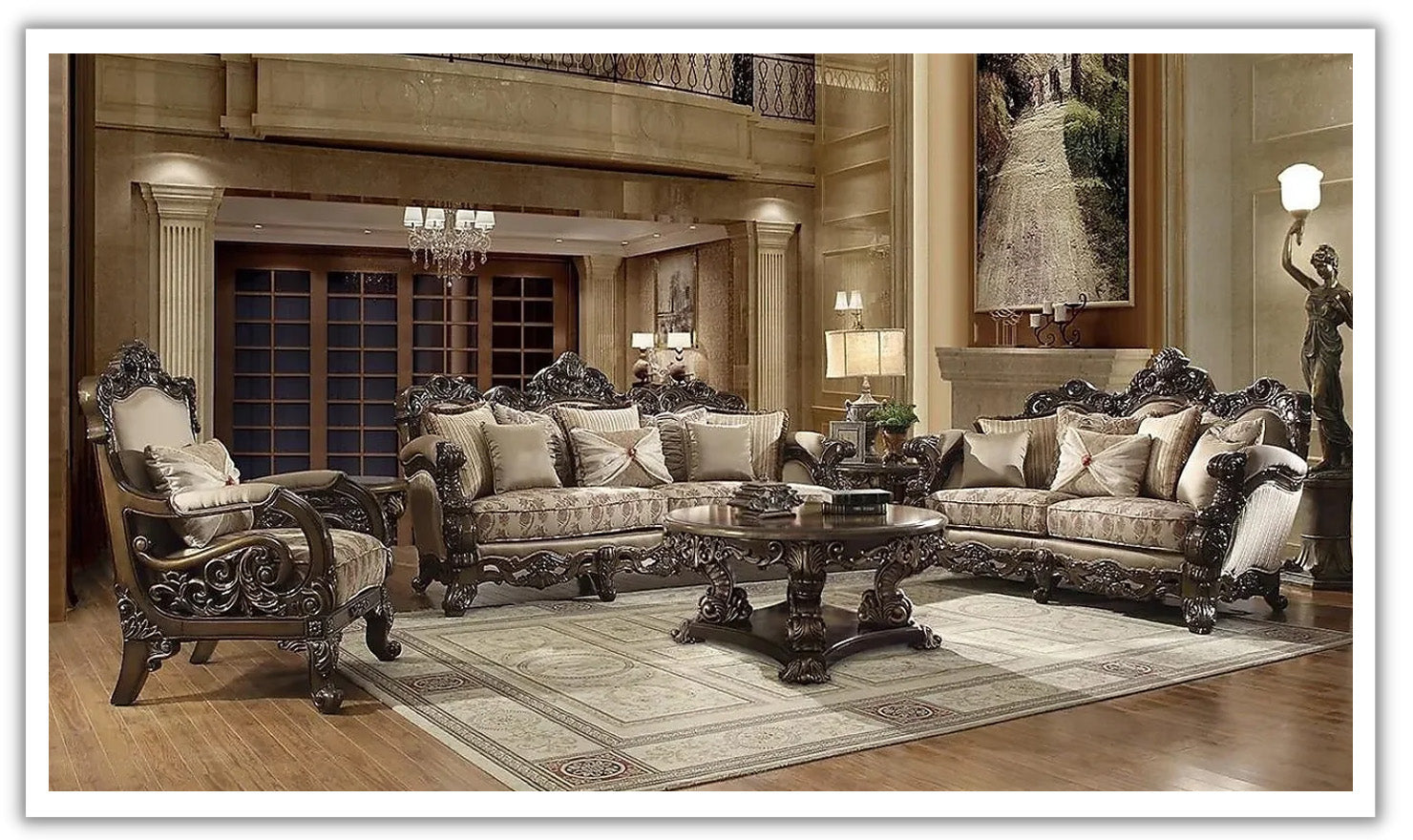 3-Seater Brown Fabric Sofa with Contemporary Design
