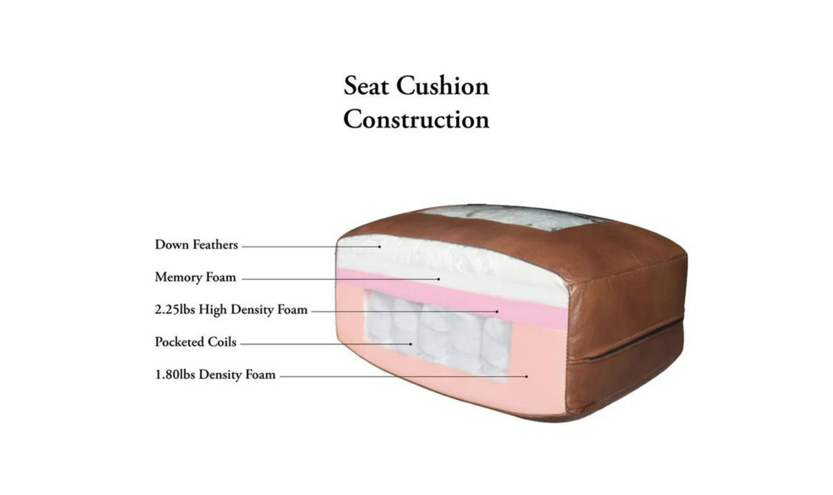 Camano 3 Seater 84" Leather Sofa With Nail-Head Finish