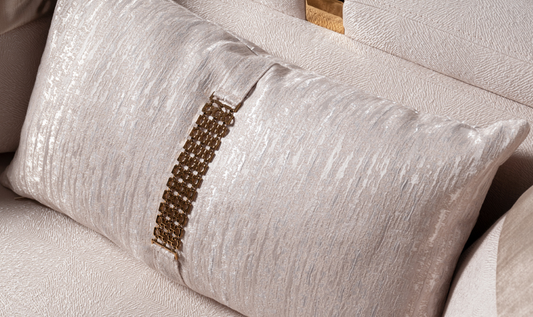 3 Seater Fabric Sofa with Metal Band Arms in Carmela Design