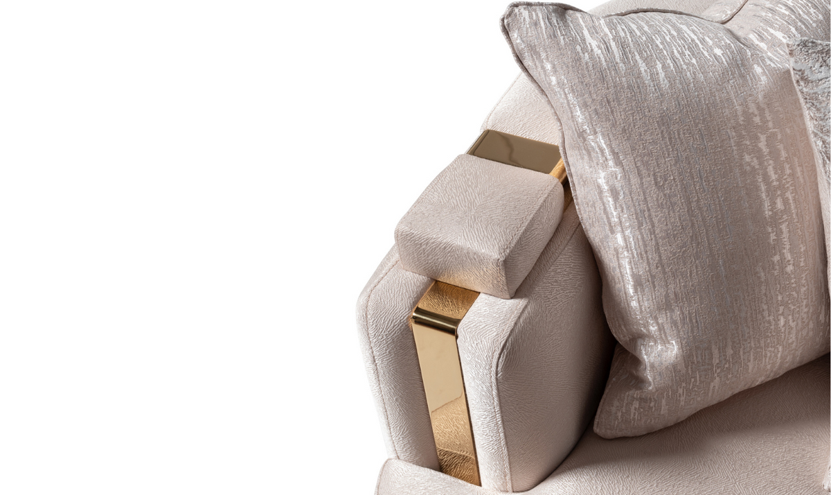 3 Seater Fabric Sofa with Metal Band Arms in Carmela Design