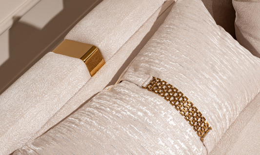 3 Seater Fabric Sofa with Metal Band Arms in Carmela Design