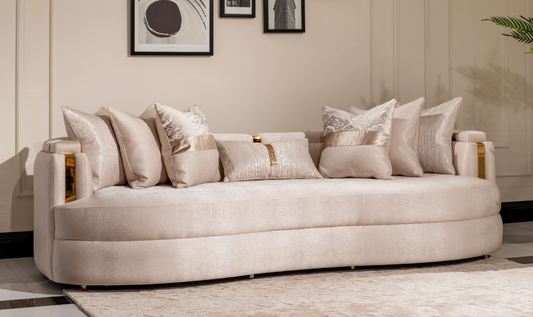 3 Seater Fabric Sofa with Metal Band Arms in Carmela Design