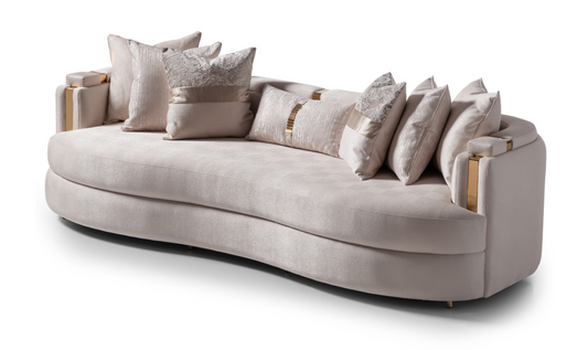 3 Seater Fabric Sofa with Metal Band Arms in Carmela Design