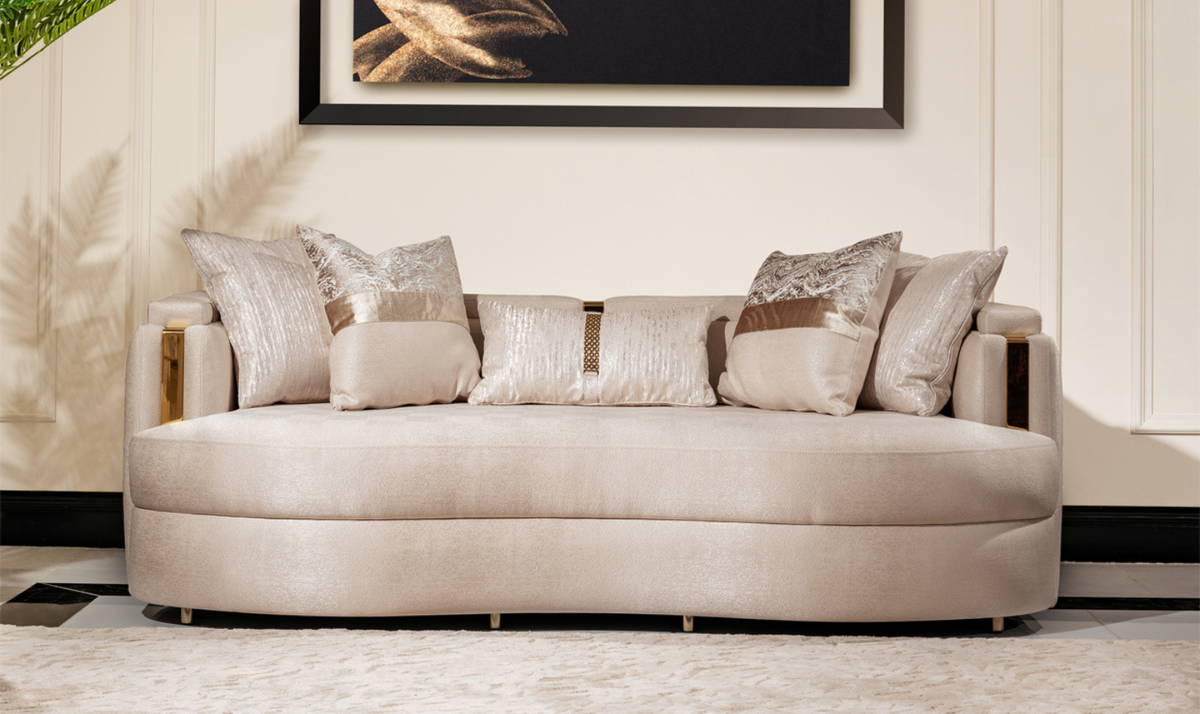 3 Seater Fabric Sofa with Metal Band Arms in Carmela Design