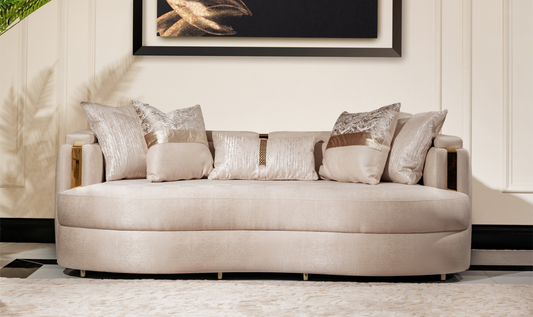 3 Seater Fabric Sofa with Metal Band Arms in Carmela Design