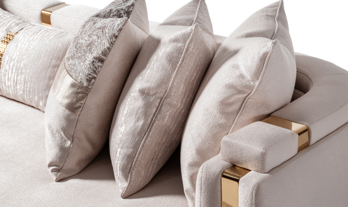 3 Seater Fabric Sofa with Metal Band Arms in Carmela Design