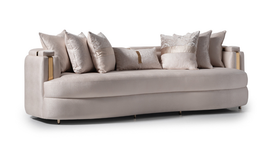 3 Seater Fabric Sofa with Metal Band Arms in Carmela Design