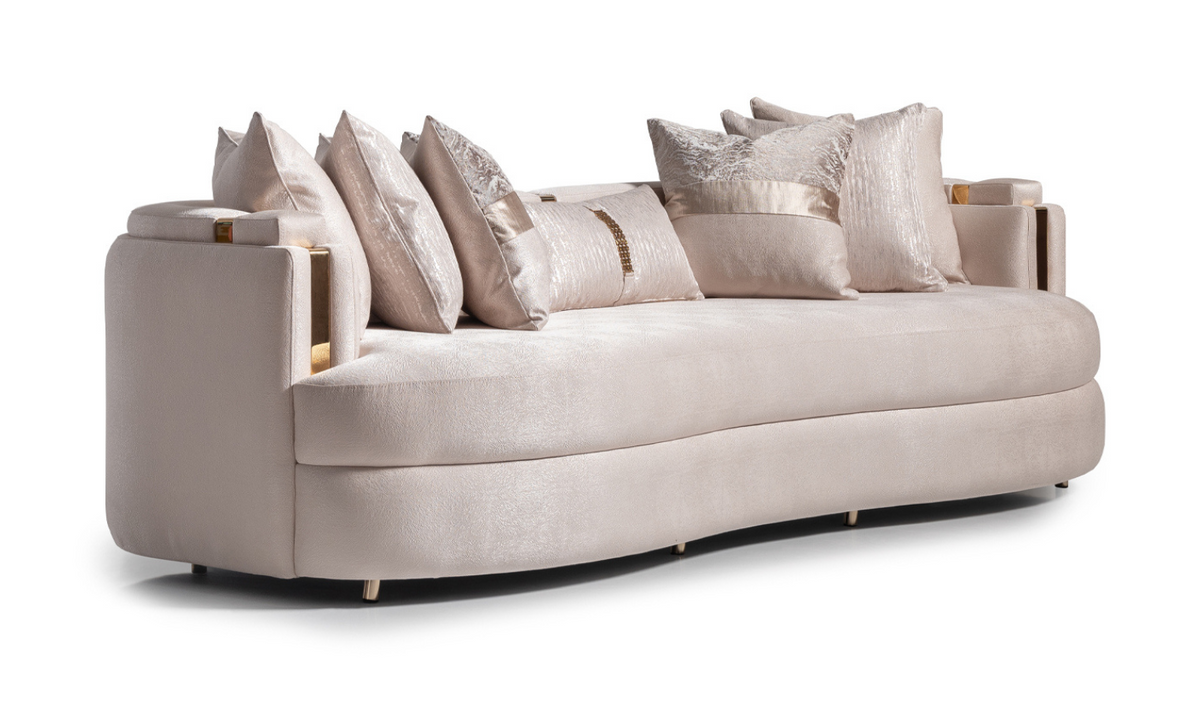 3 Seater Fabric Sofa with Metal Band Arms in Carmela Design