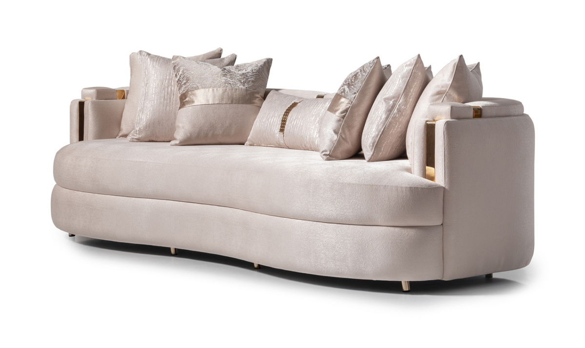 3 Seater Fabric Sofa with Metal Band Arms in Carmela Design