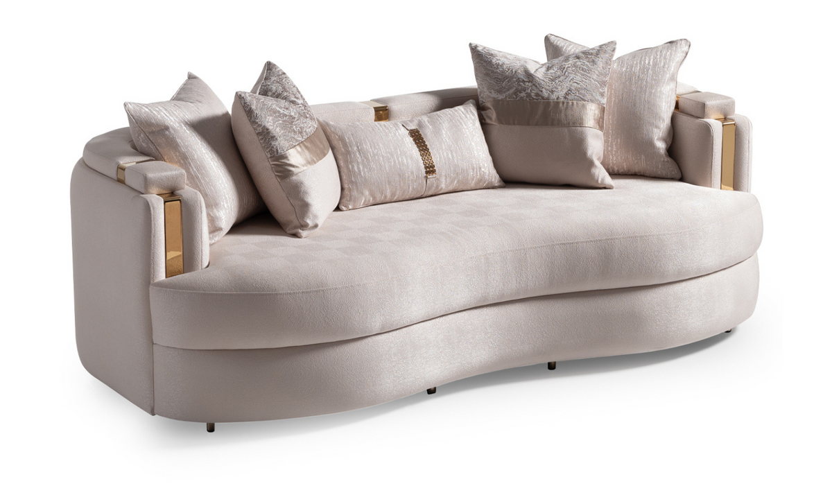 3 Seater Fabric Sofa with Metal Band Arms in Carmela Design