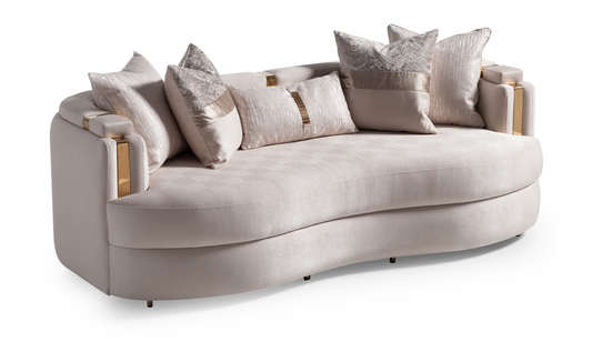 3 Seater Fabric Sofa with Metal Band Arms in Carmela Design