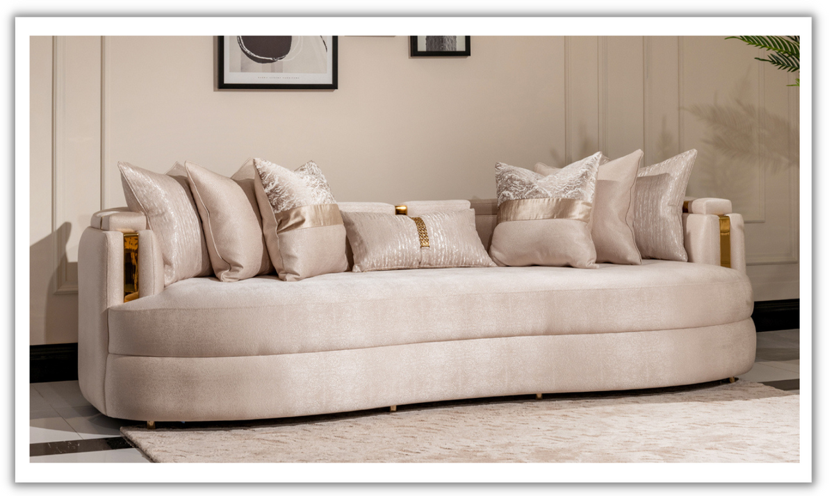 3 Seater Fabric Sofa with Metal Band Arms in Carmela Design