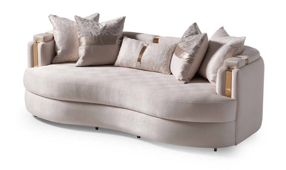3 Seater Fabric Sofa with Metal Band Arms in Carmela Design