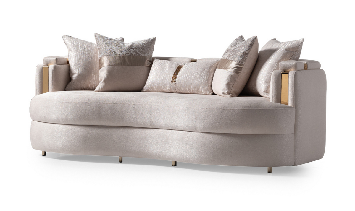 3 Seater Fabric Sofa with Metal Band Arms in Carmela Design