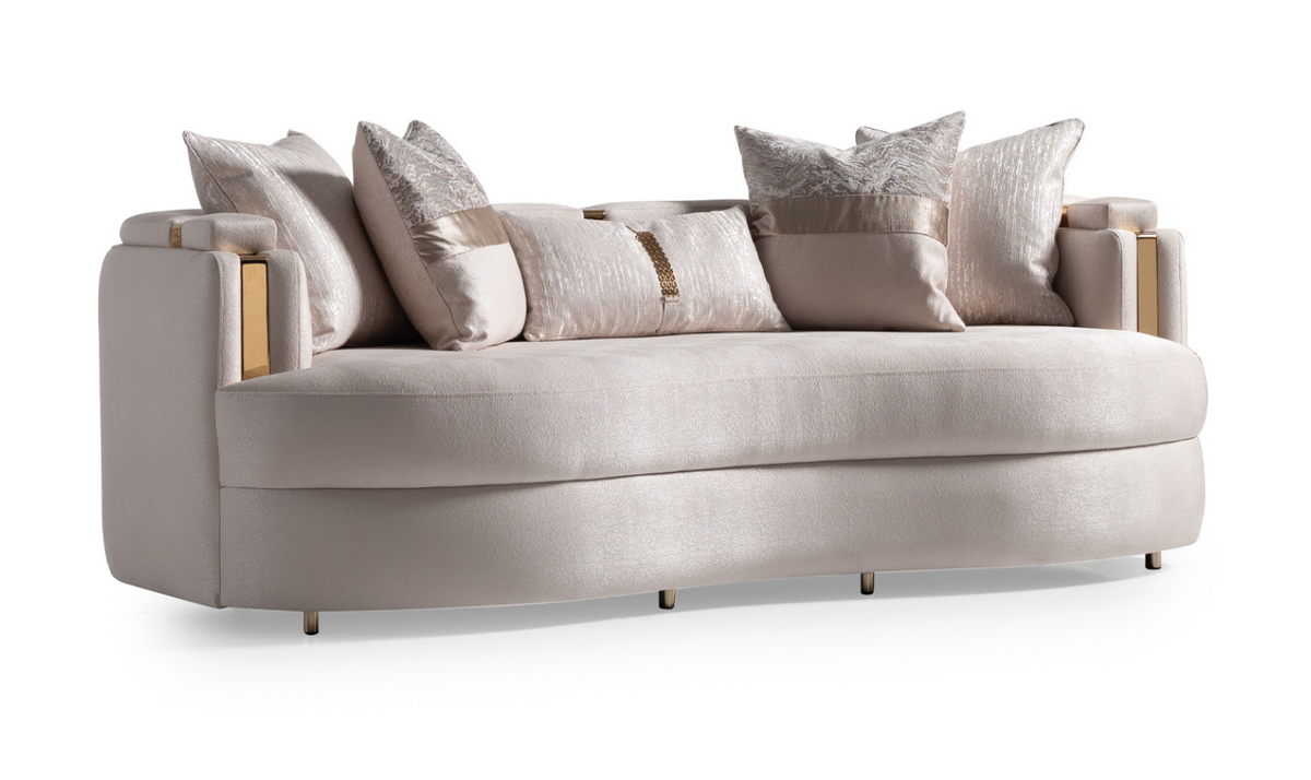 3 Seater Fabric Sofa with Metal Band Arms in Carmela Design