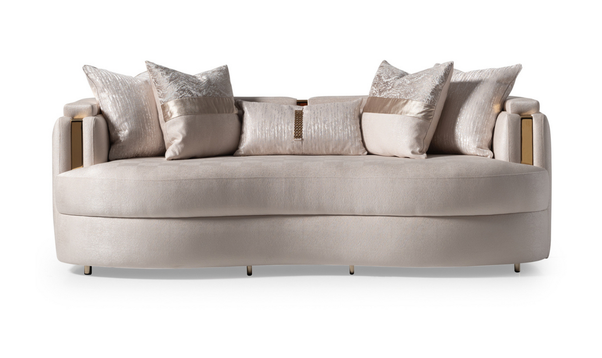 3 Seater Fabric Sofa with Metal Band Arms in Carmela Design