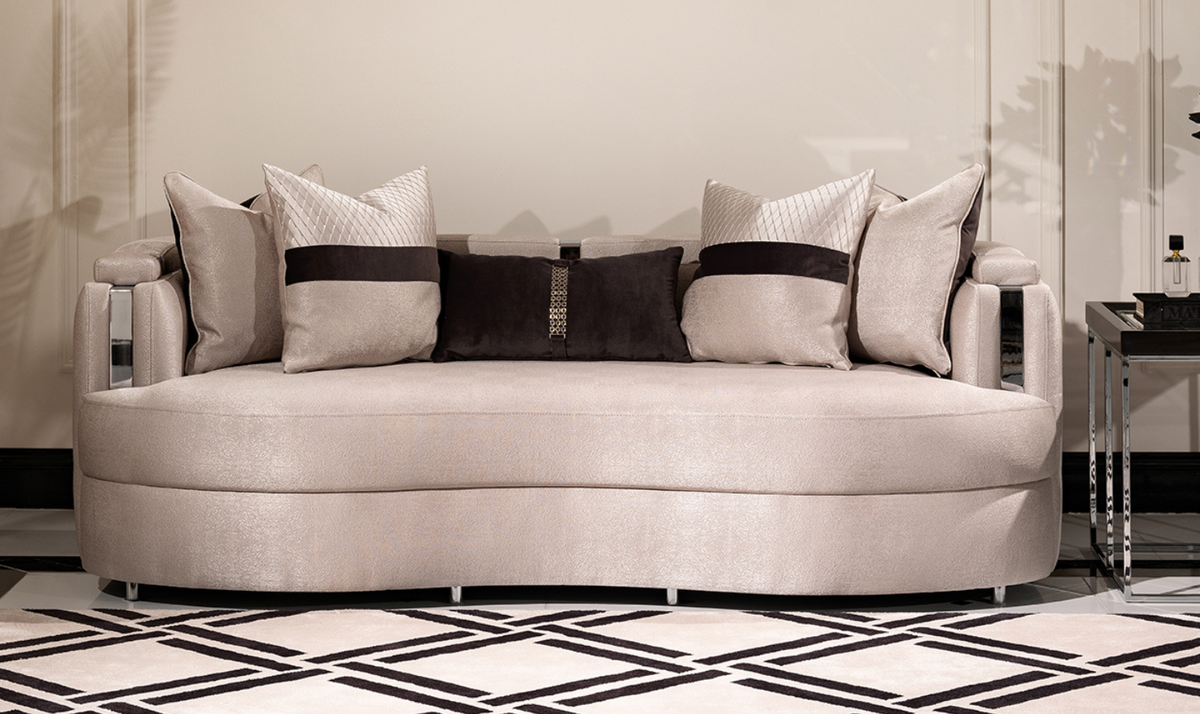 3 Seater Fabric Sofa with Metal Band Arms in Carmela Design