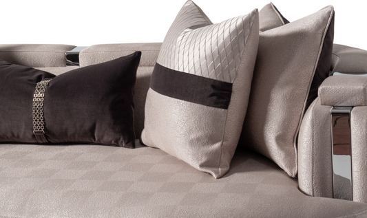 3 Seater Fabric Sofa with Metal Band Arms in Carmela Design