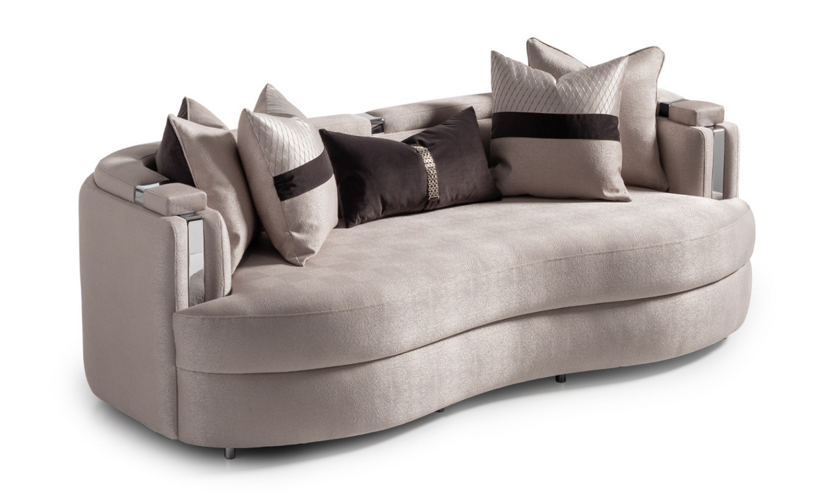 3 Seater Fabric Sofa with Metal Band Arms in Carmela Design