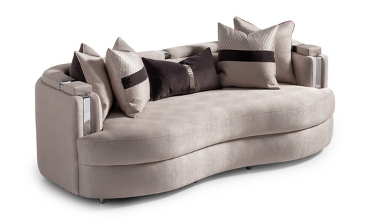 3 Seater Fabric Sofa with Metal Band Arms in Carmela Design
