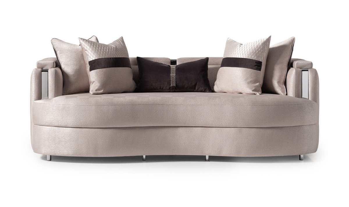 3 Seater Fabric Sofa with Metal Band Arms in Carmela Design