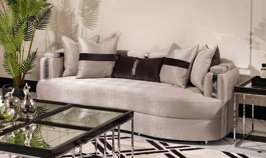 3 Seater Fabric Sofa with Metal Band Arms in Carmela Design