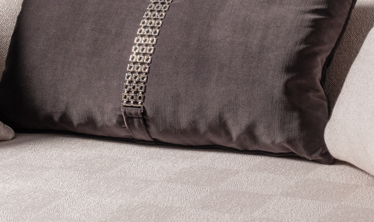 3 Seater Fabric Sofa with Metal Band Arms in Carmela Design