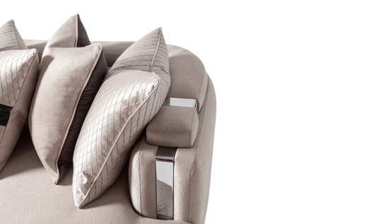 3 Seater Fabric Sofa with Metal Band Arms in Carmela Design