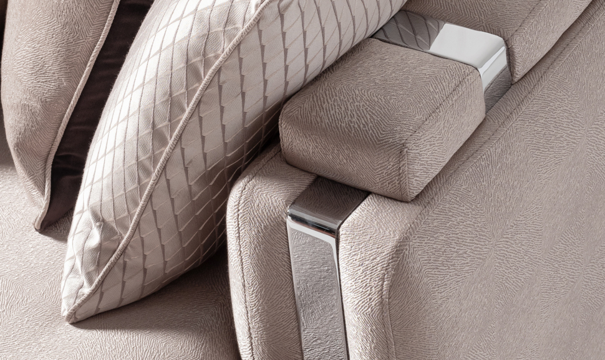3 Seater Fabric Sofa with Metal Band Arms in Carmela Design