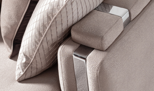 3 Seater Fabric Sofa with Metal Band Arms in Carmela Design
