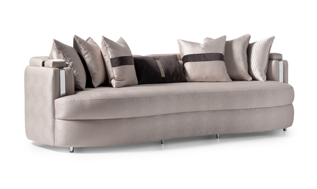 3 Seater Fabric Sofa with Metal Band Arms in Carmela Design